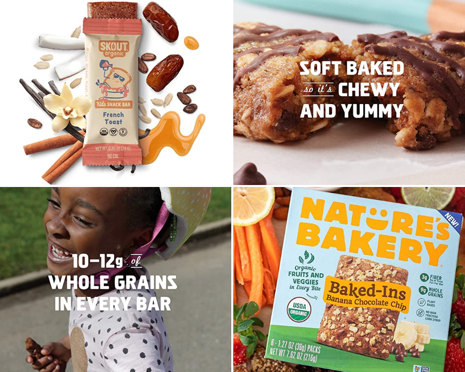 Collage of Amazon Listing Images for Nature's Bakery Bars
