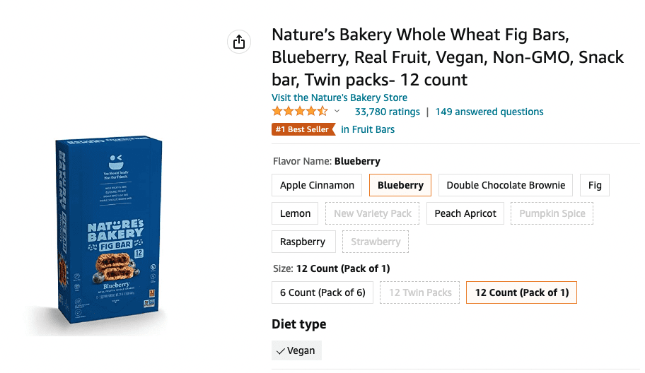 Natures Bakery Listing