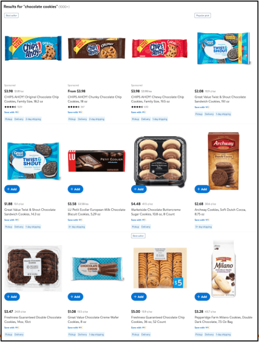 RR retail recon Gourmet Cookies chocolate search results page