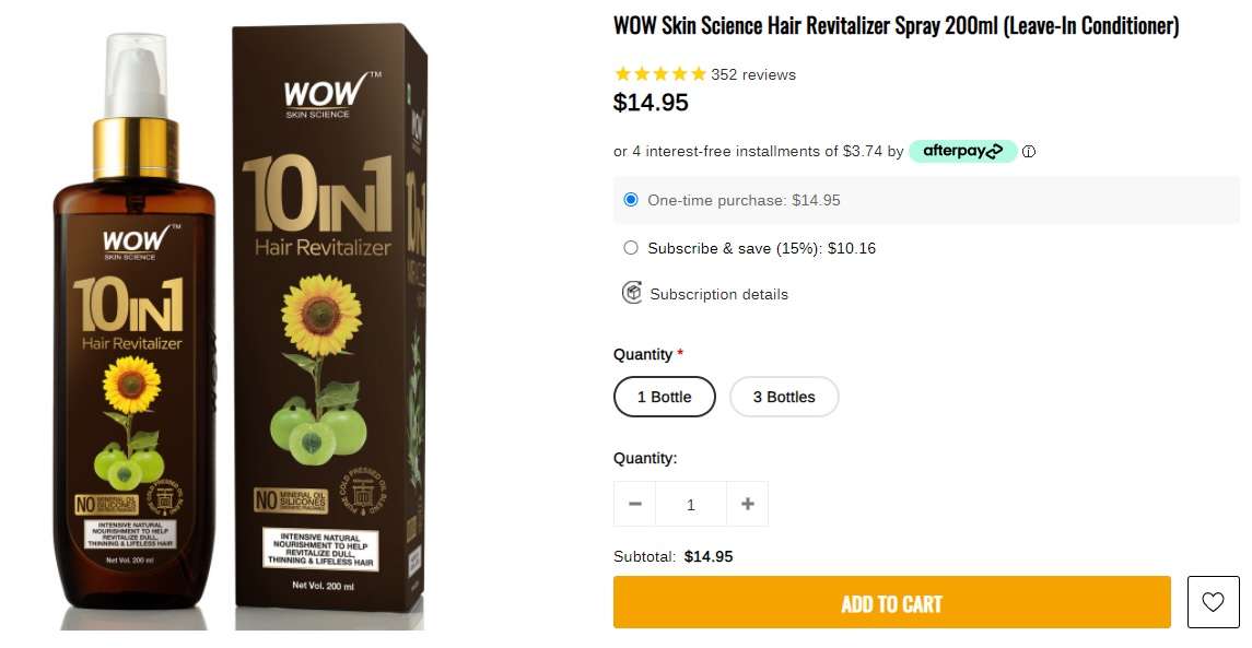 WOW Skin Science product page